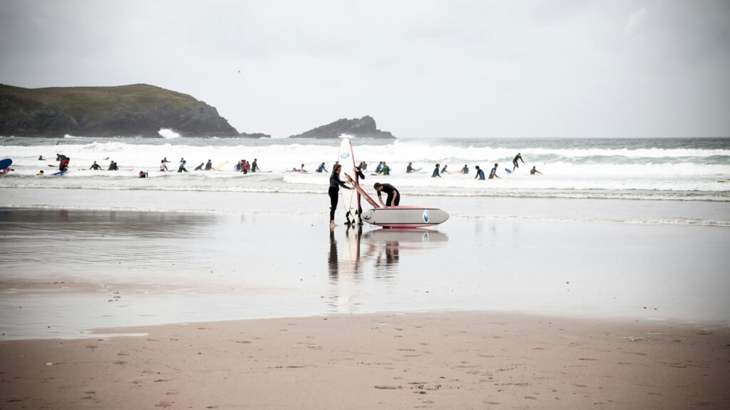 Surfing at Fistral Beach Newquay
