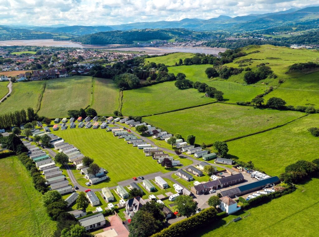 aerial view of Maes Dolau Caravan Park